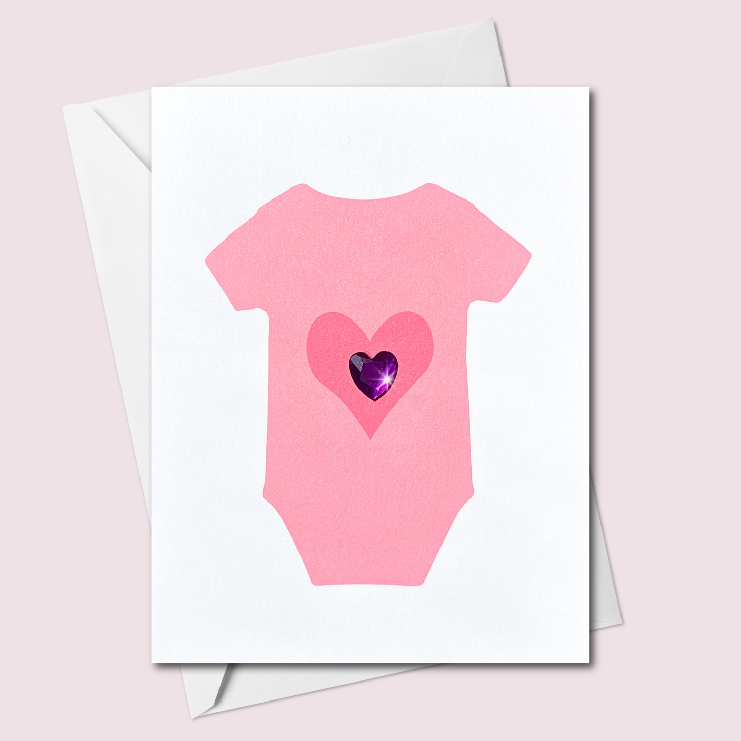 Handmade Baby Onesie Greeting Card | Pink Newborn Baby Shower Card