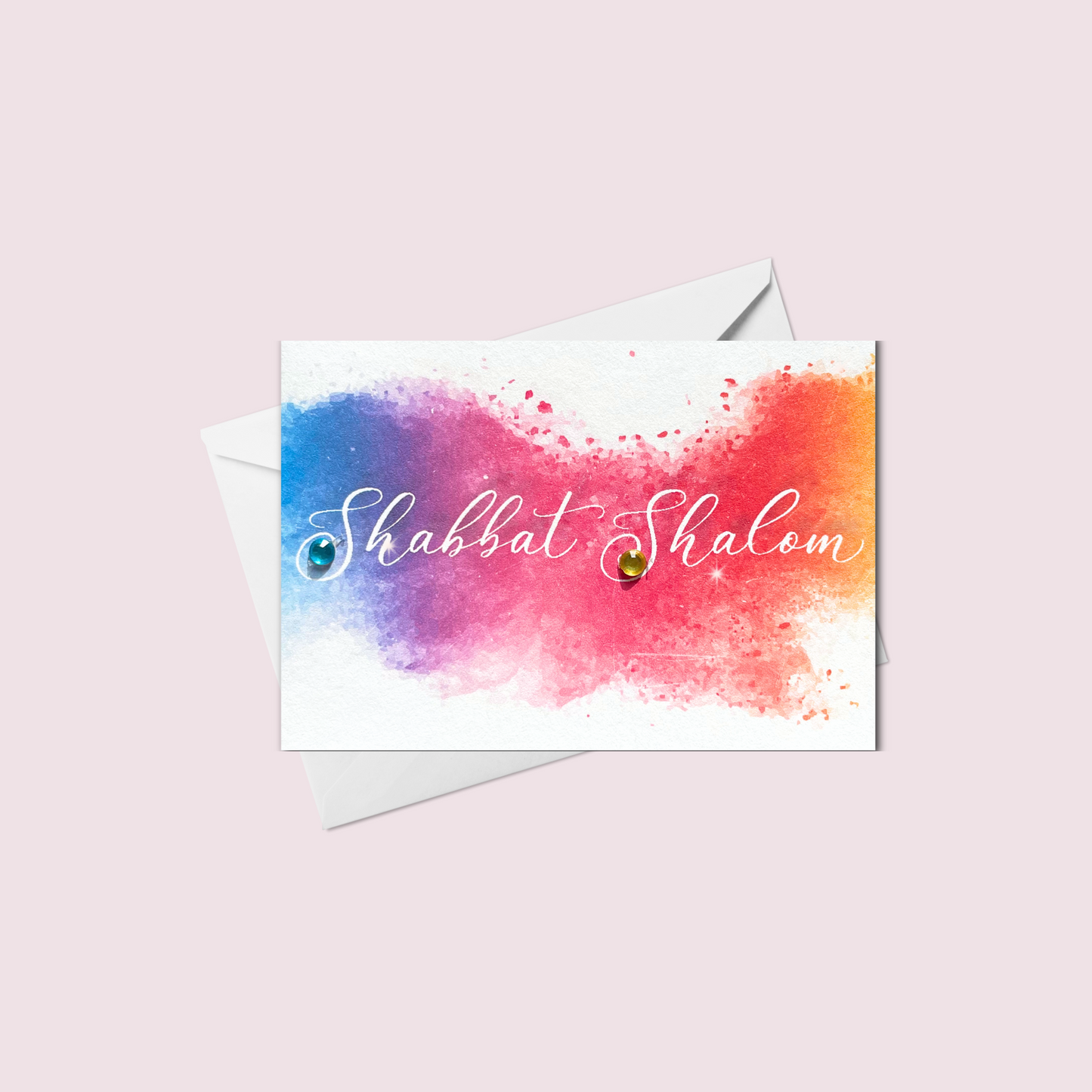 Mini Watercolour "Shabbat Shalom" Greeting Card