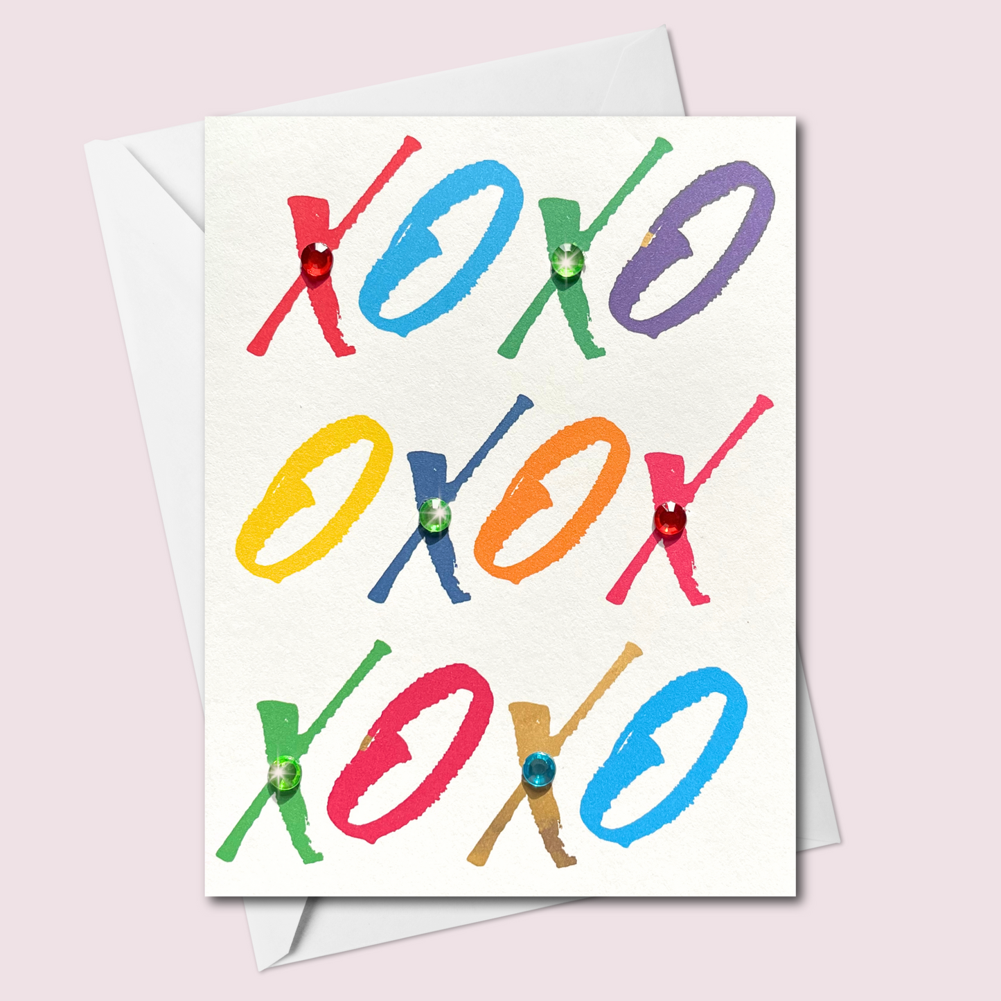 XOXOXOXO Colourful Greeting Card