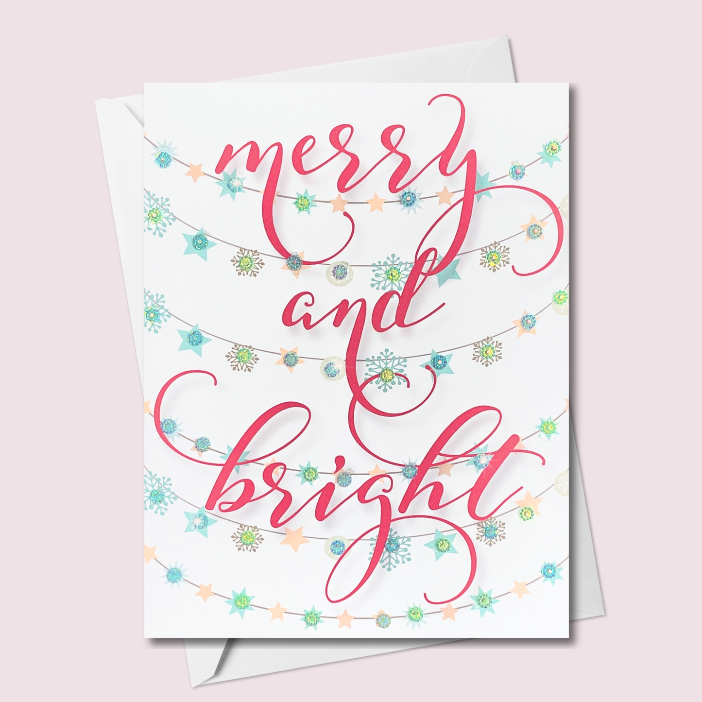 Merry and Bright! Christmas Holiday Greeting Card Red Text