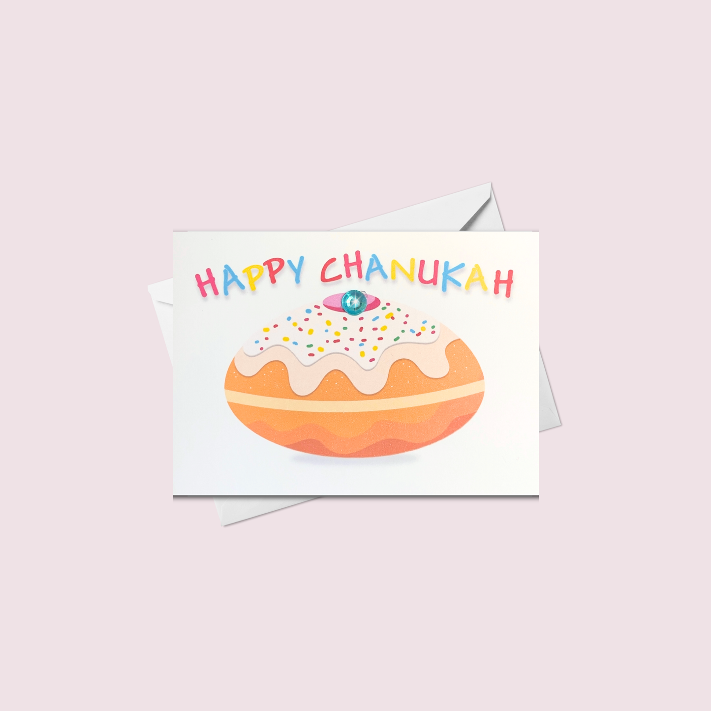 Mini Single Donut Greeting Card | Sufganyot | Hanukkah Greeting Card