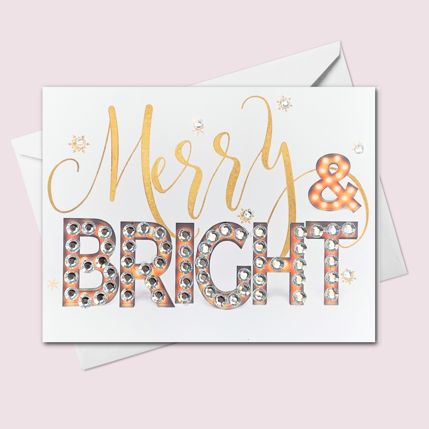 Merry Christmas - Merry & Bright! Greeting Card Gold