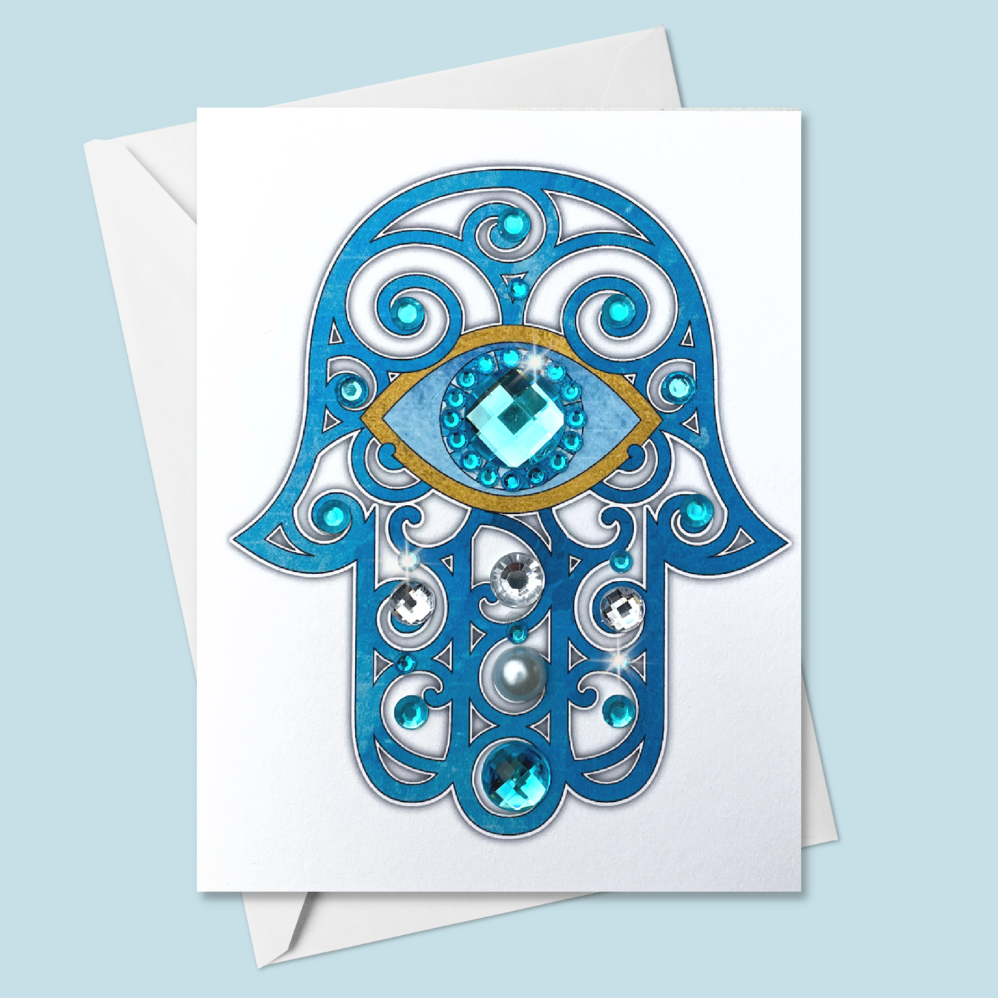 Blue Hamsa Greeting Card