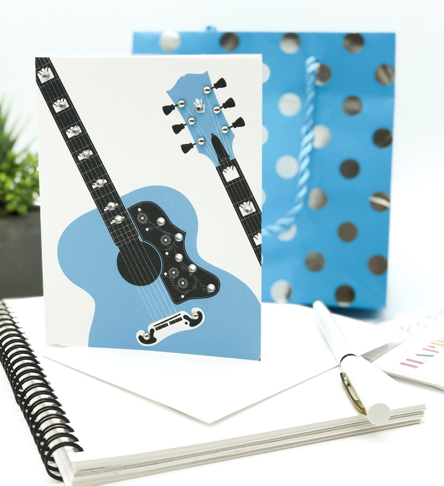 Blue Guitar Greeting Card
