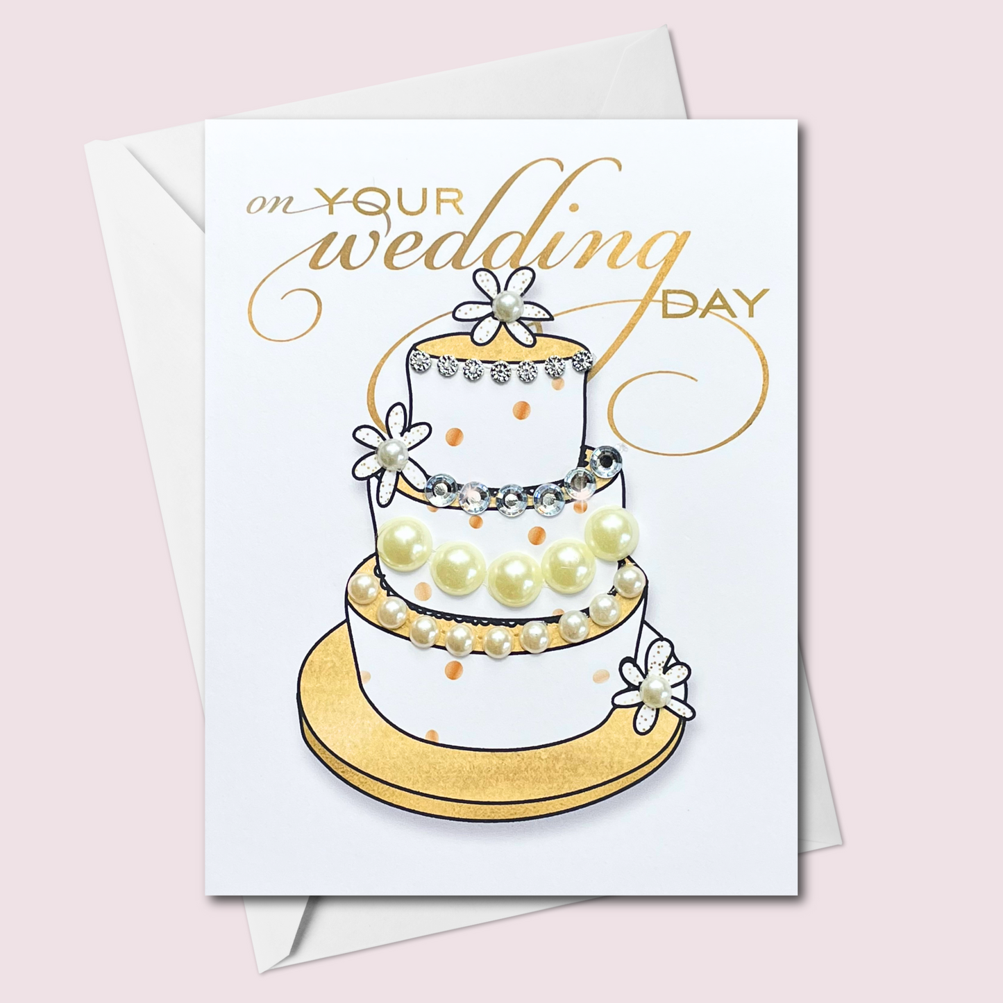 On Your Wedding Day Cake Greeting Card White Flowers