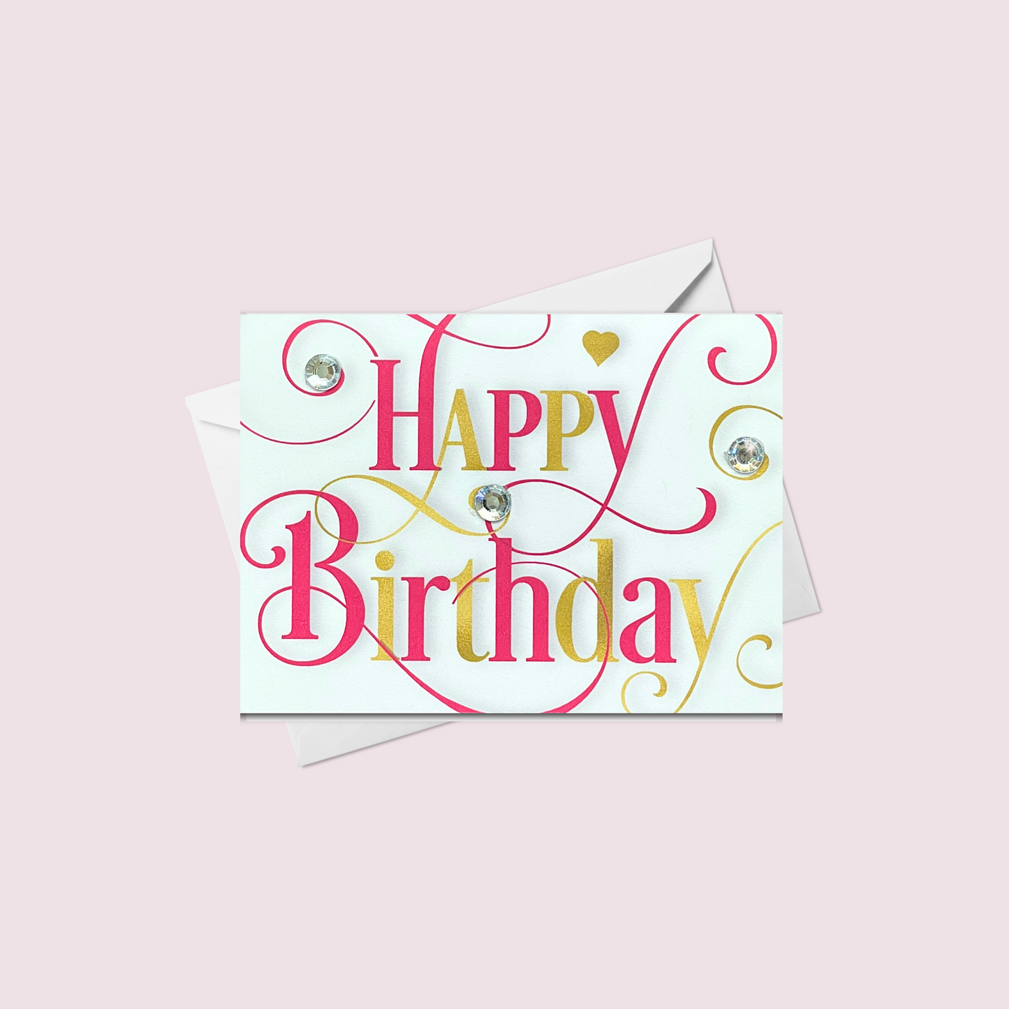 Mini Happy Birthday Pink and Gold Script Greeting Card
