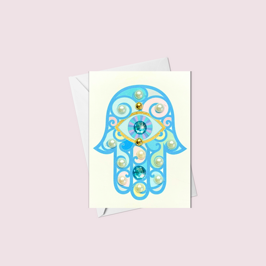 Mini Blue Hamsa Greeting Card