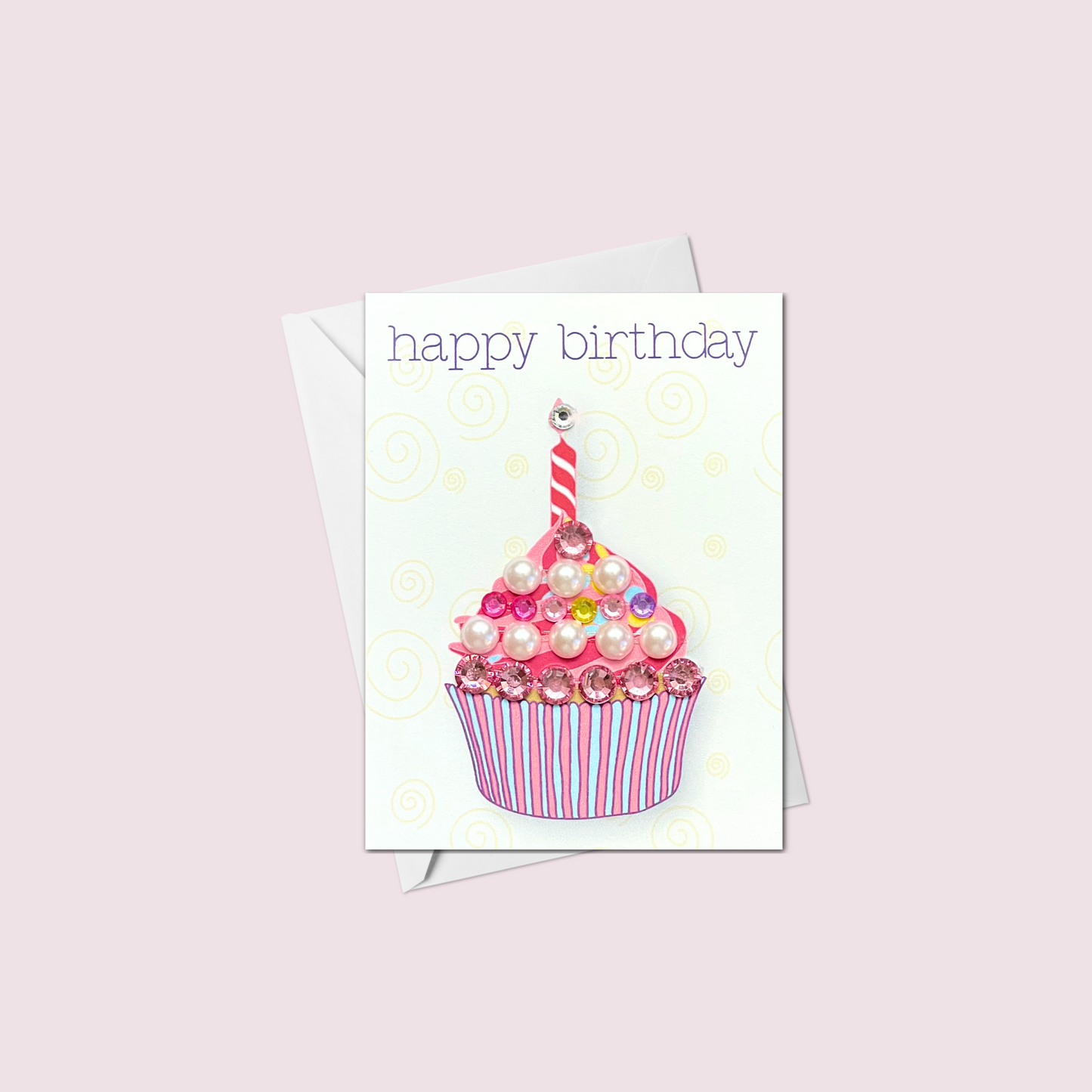 Mini Happy Birthday Pink Cupcake Greeting Card