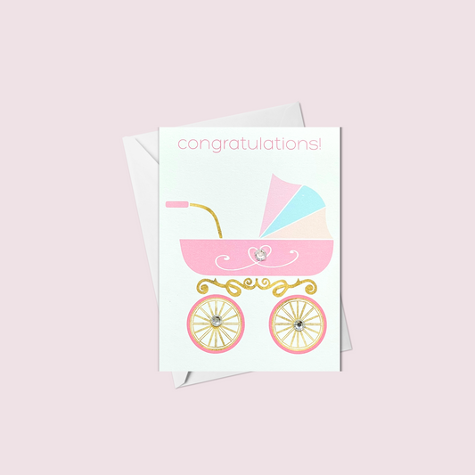 Mini Congratulations! Pink Baby Carriage