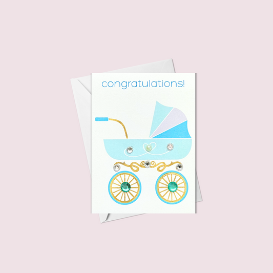 Mini Congratulations! Blue Baby Carriage