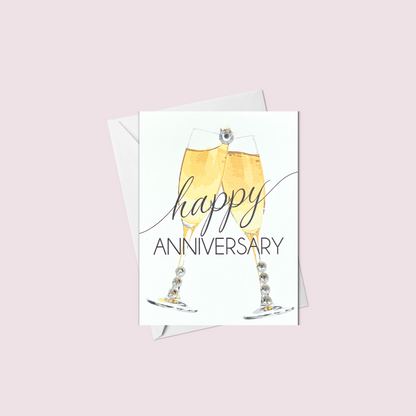 Mini Happy Anniversary Champagne Greeting Card