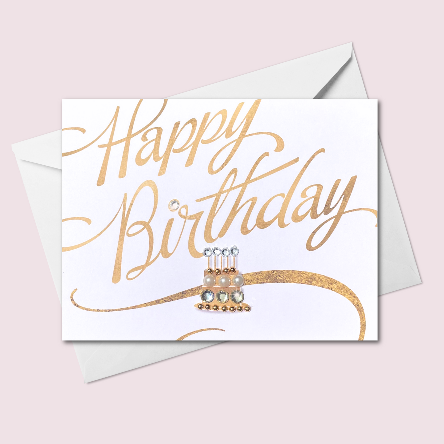 Happy Birthday with Small Gold Cake