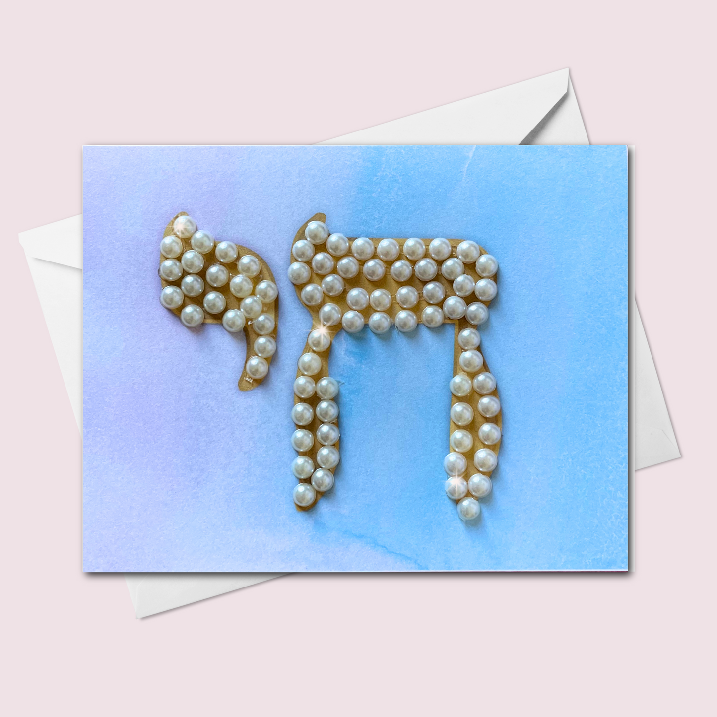 Handmade Chai חי Greeting Card | Pearl Embellished