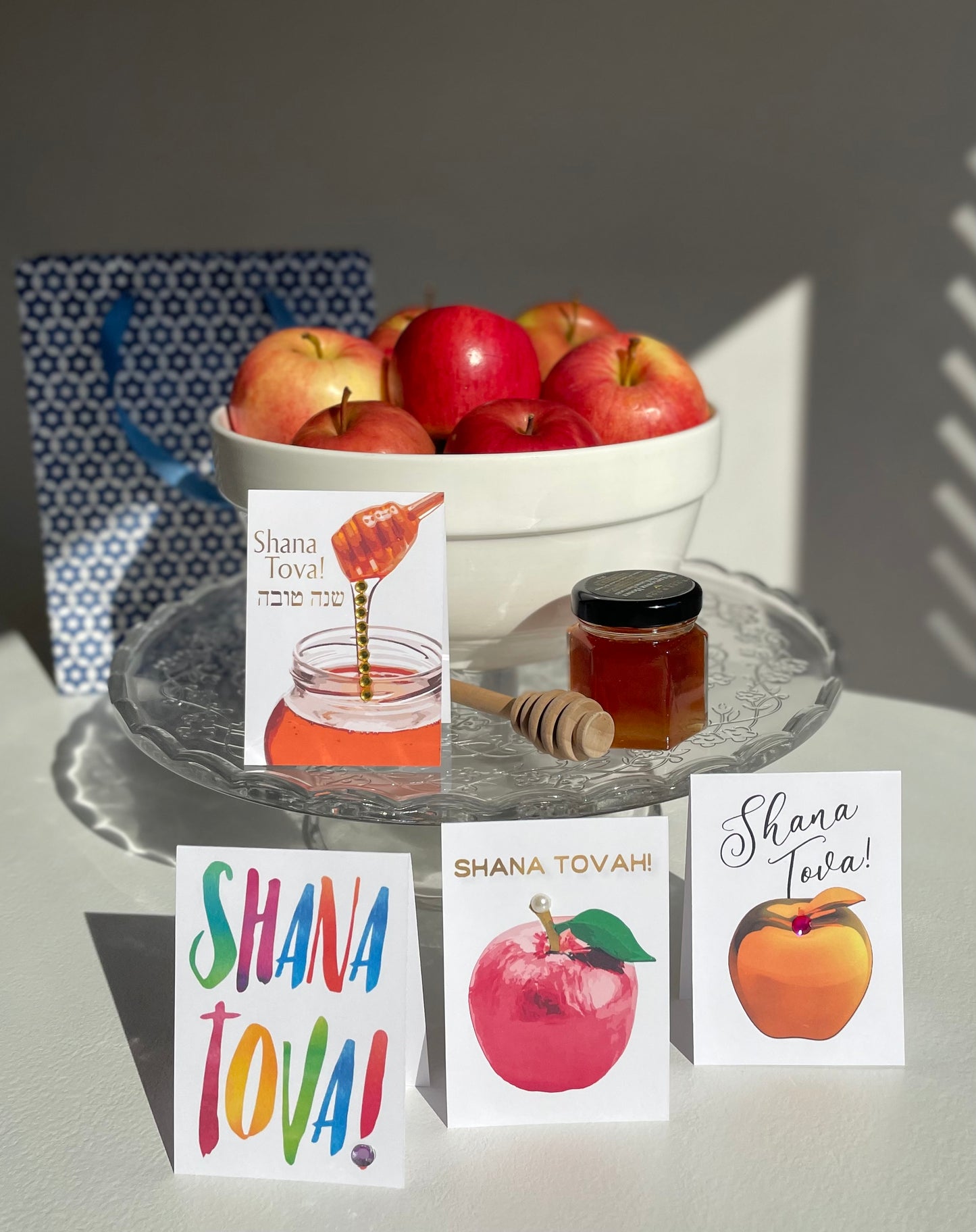 Mini Shana Tova Cards Set | 4 Handmade Rosh Hashanah Greeting Cards | Jewish New Year