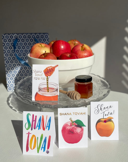 Mini Shana Tova Cards Set | 4 Handmade Rosh Hashanah Greeting Cards | Jewish New Year