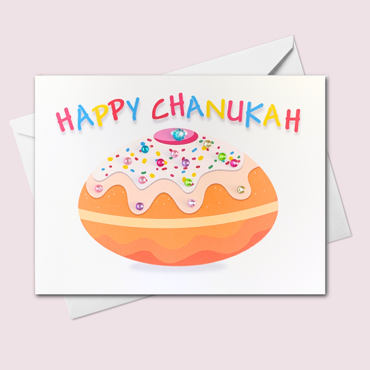 Large Donut Greeting Card | Sufganyot | Happy Chanukah Greeting Card