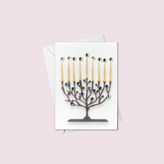 Mini Black Menorah Greeting Card