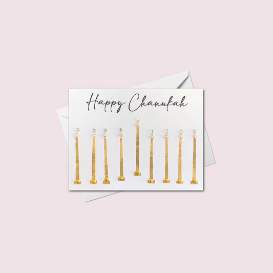 Mini Happy Chanukah Modern Menorah Greeting Card