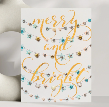 Merry and Bright! Christmas Holiday Greeting Card - Gold Text