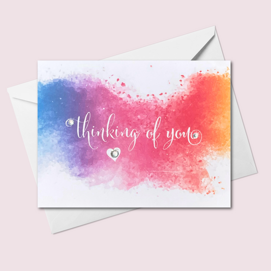 Thinking of You - Rainbow Watercolour Background