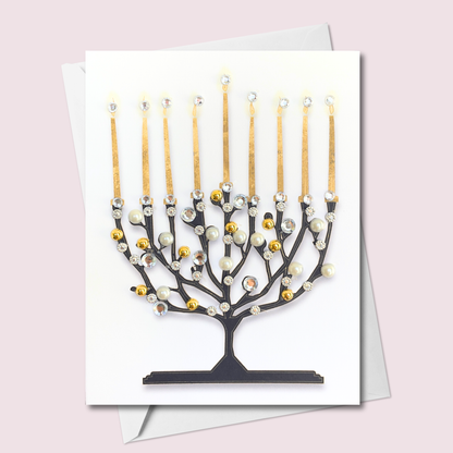 Black Menorah Greeting Card