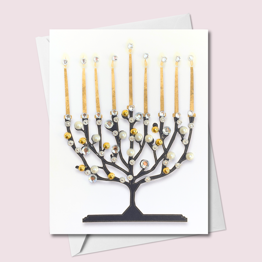 Black Menorah Greeting Card