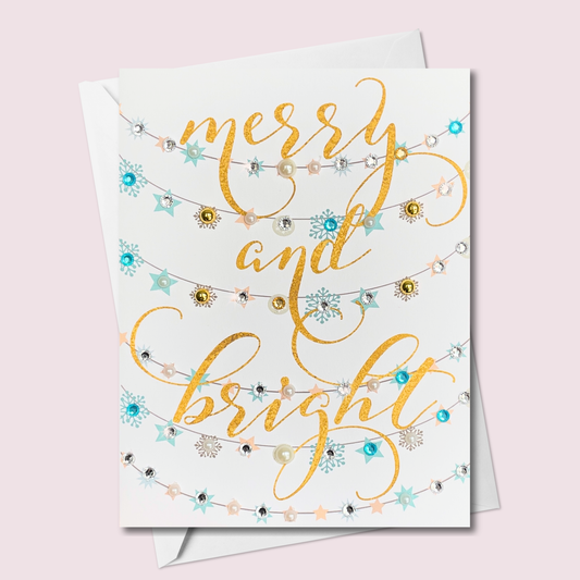 Merry and Bright! Christmas Holiday Greeting Card - Gold Text