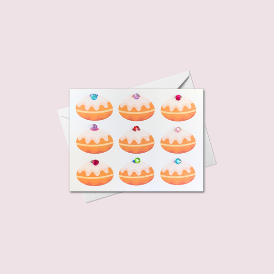Mini Donut Greeting Card | Sufganyot | Hanukkah Greeting Card
