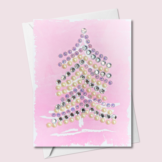 Christmas Tree Greeting Card Pink