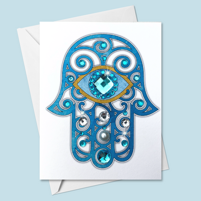 Blue Hamsa Greeting Card