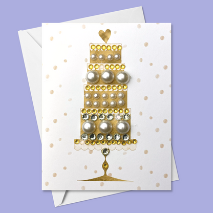 Gold Wedding Cake Greeting Card