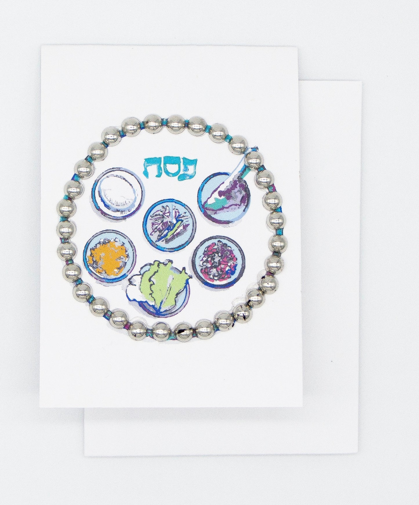 Passover Greeting Card Silver Mini Size