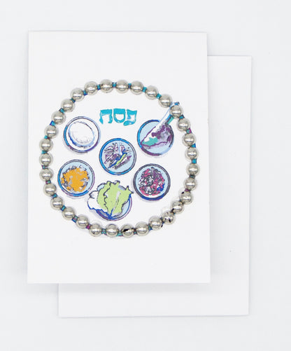 Passover Greeting Card Silver Mini Size