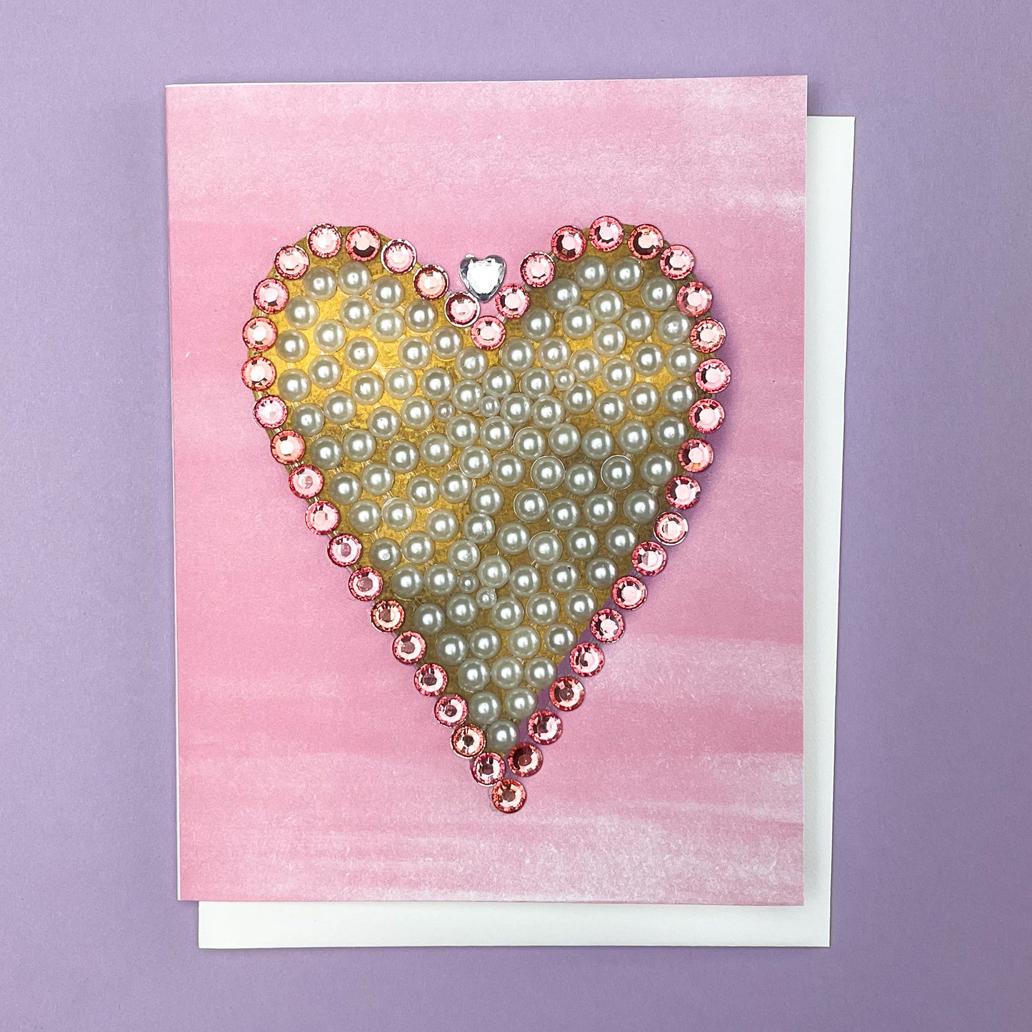 Pink Edged Pearl Heart + Crystal Heart Crown