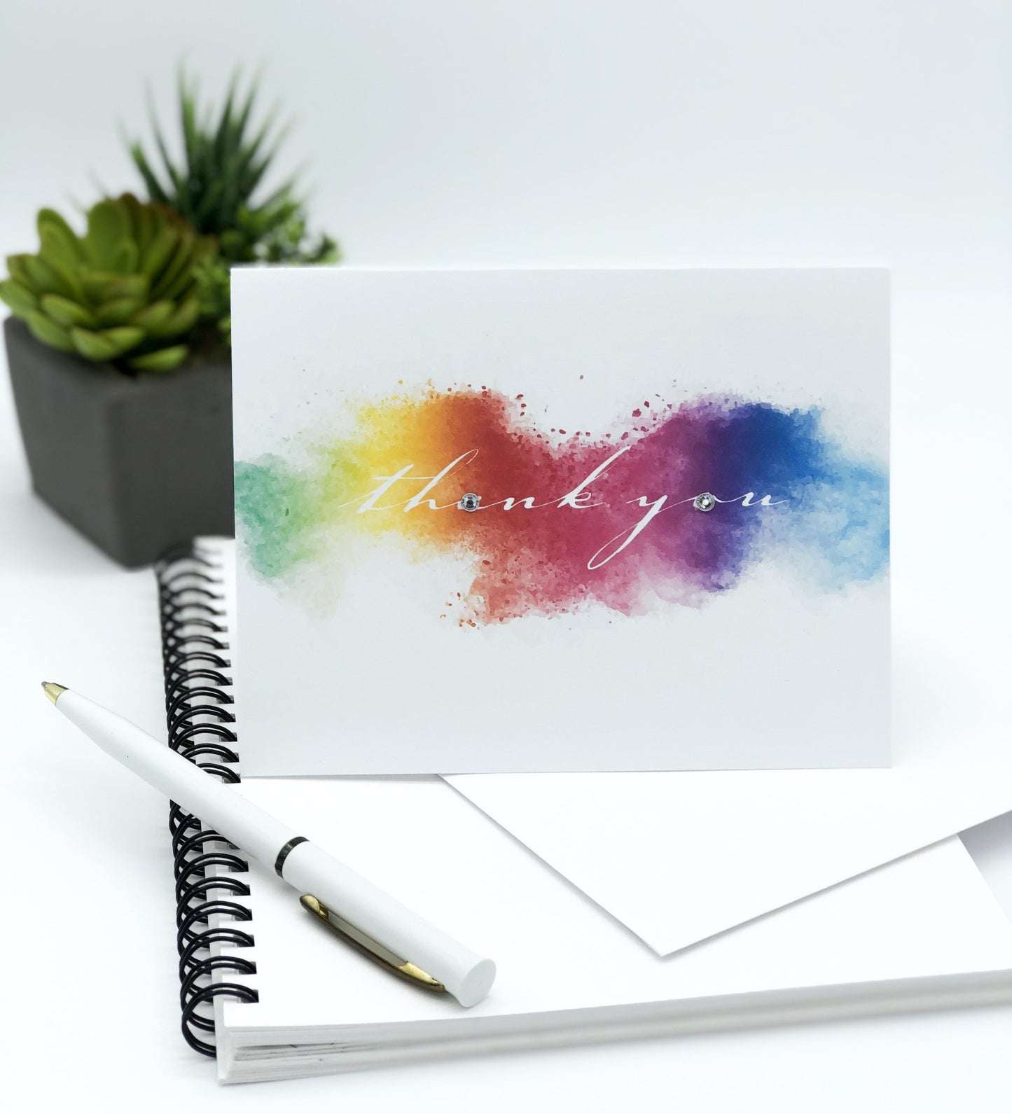 Thank You Rainbow Ink Blot Greeting Card