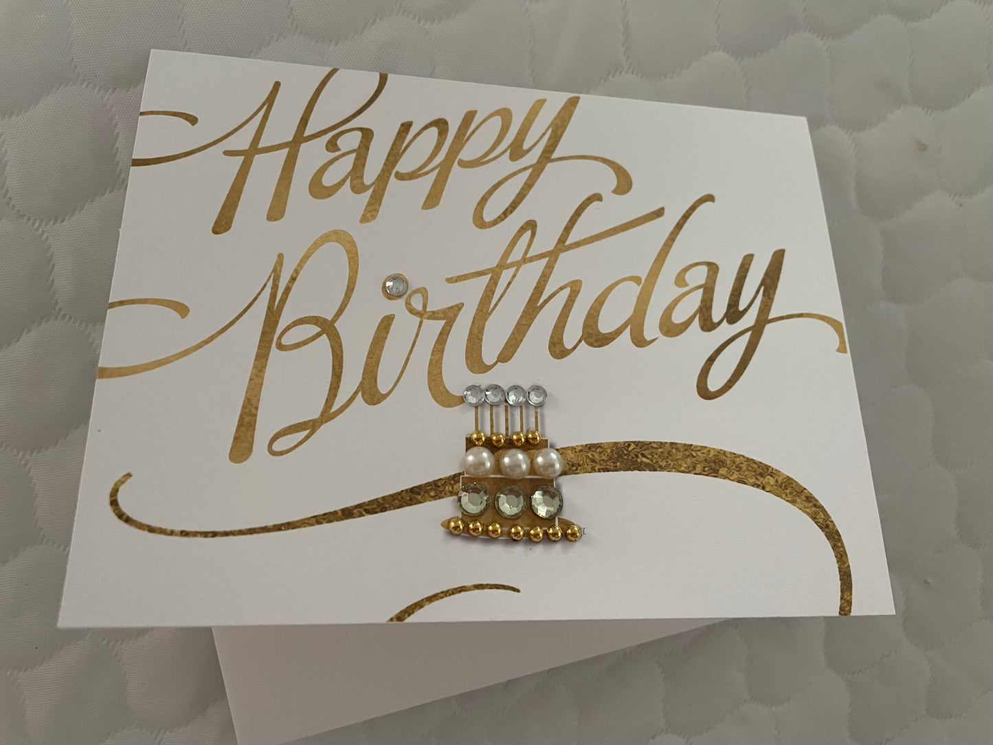 Happy Birthday with Small Gold Cake