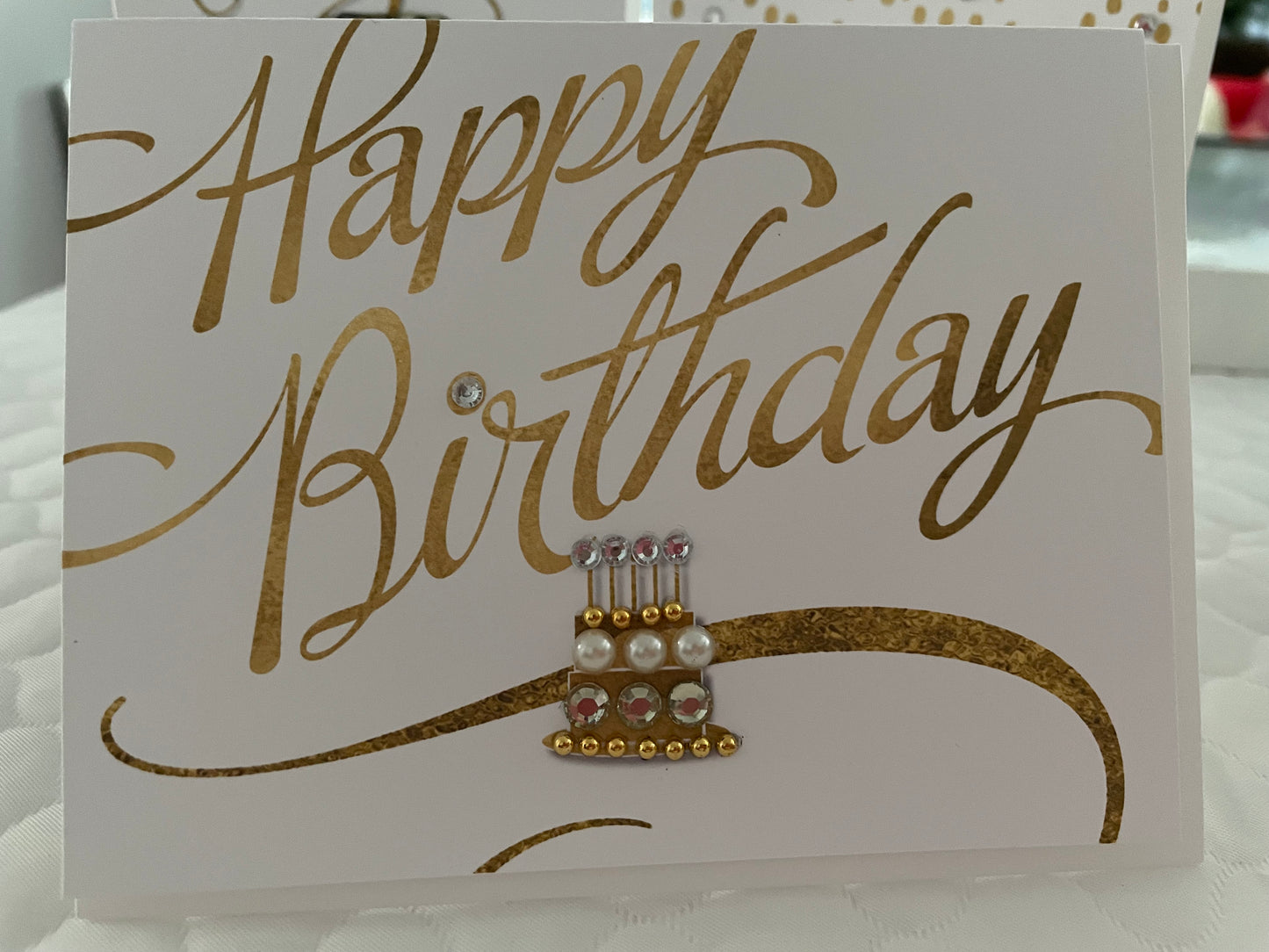 Happy Birthday with Small Gold Cake