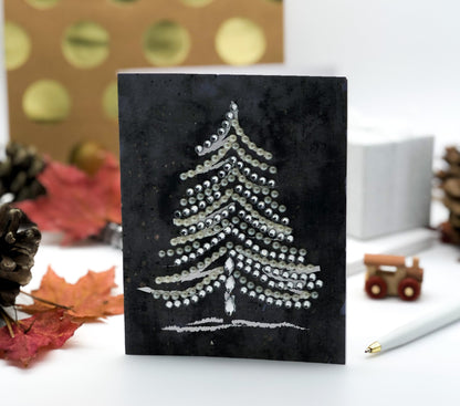 Christmas Tree Greeting Card Black