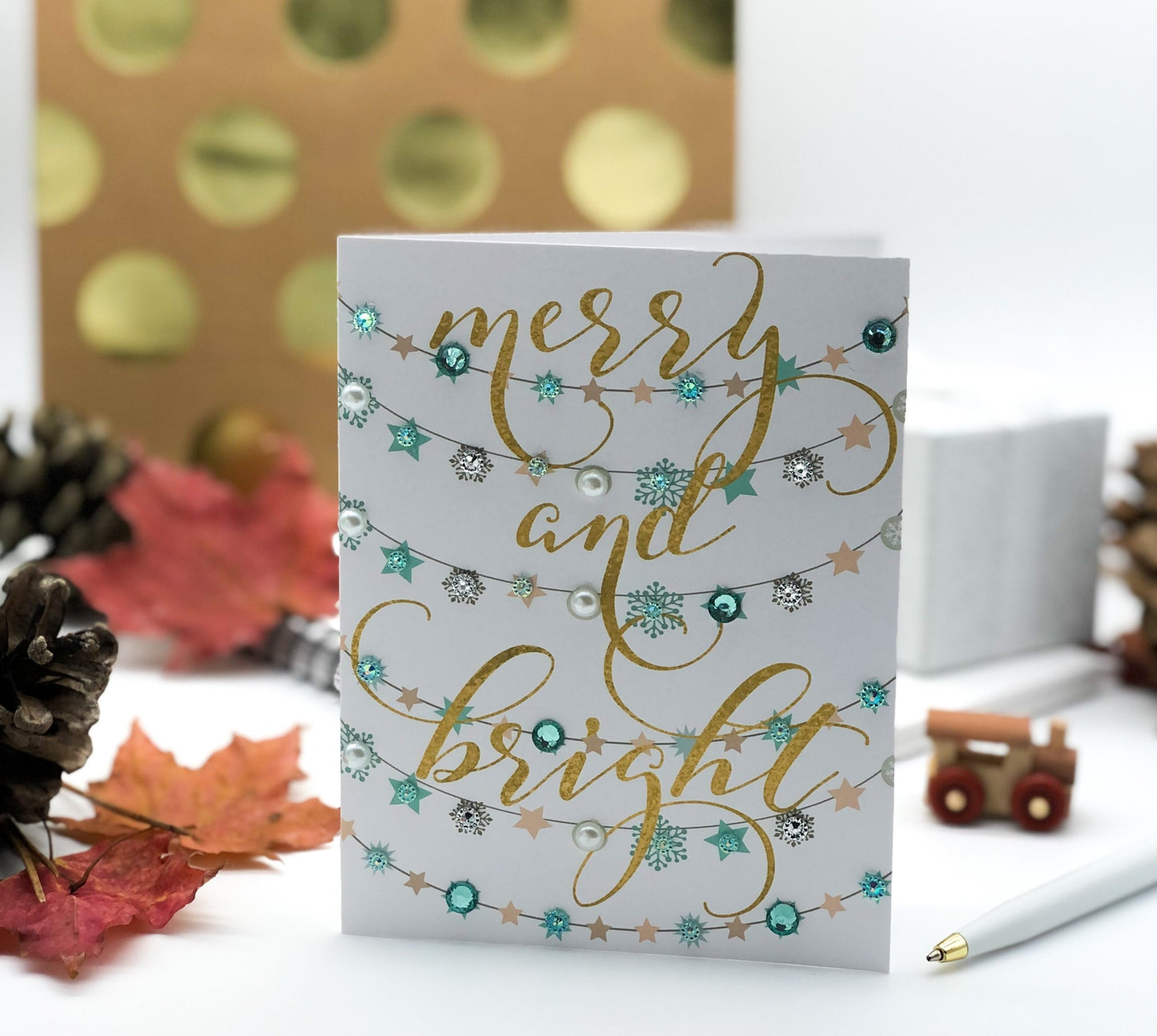 Merry and Bright! Christmas Holiday Greeting Card - Gold Text