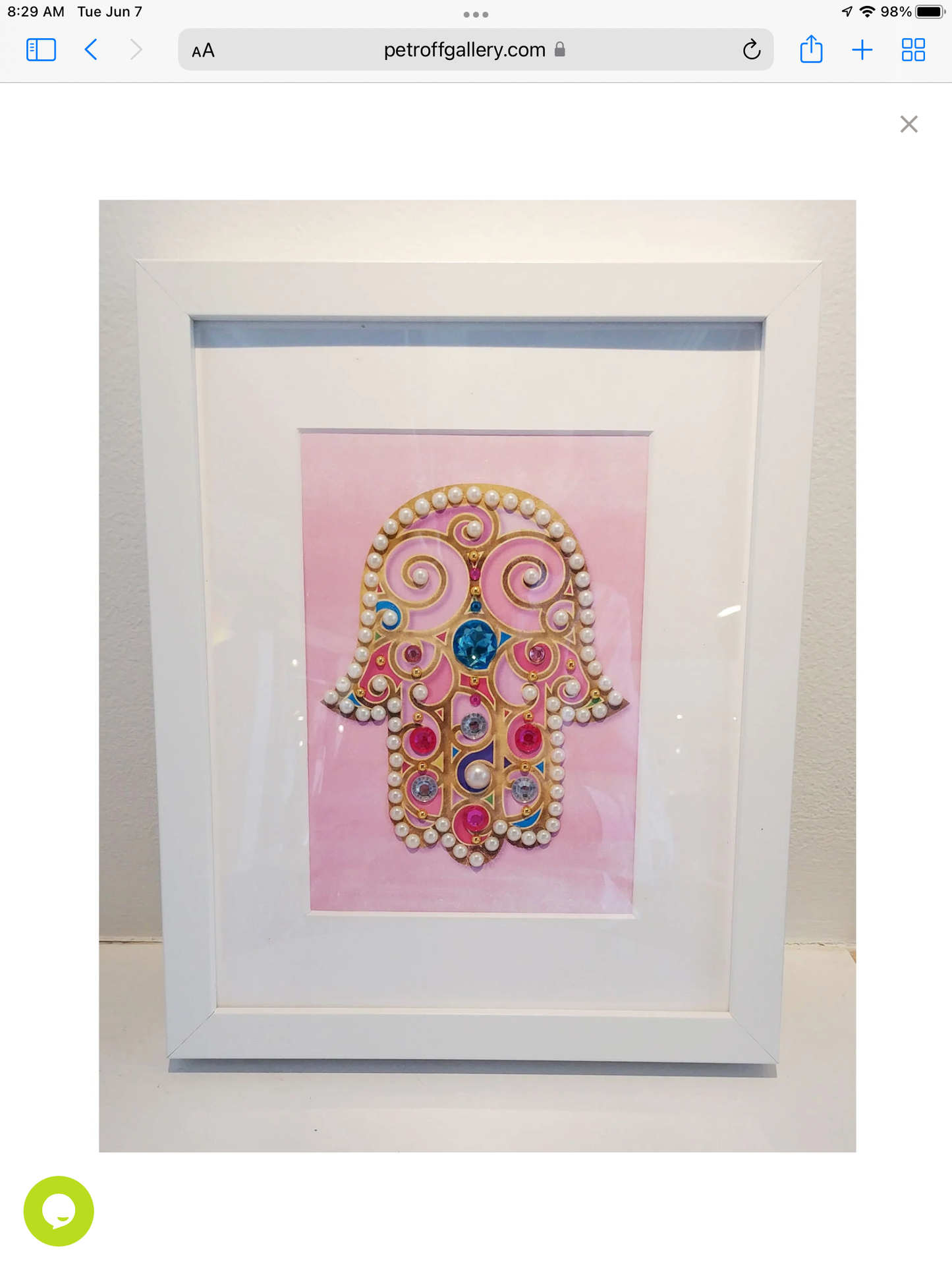 Hamsa Hand Artwork small in Pink Design - Framed